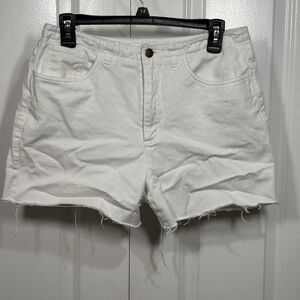 Talbots Denim Shorts Women 10 White High Rise Frayed Hem Casual Classic Summer